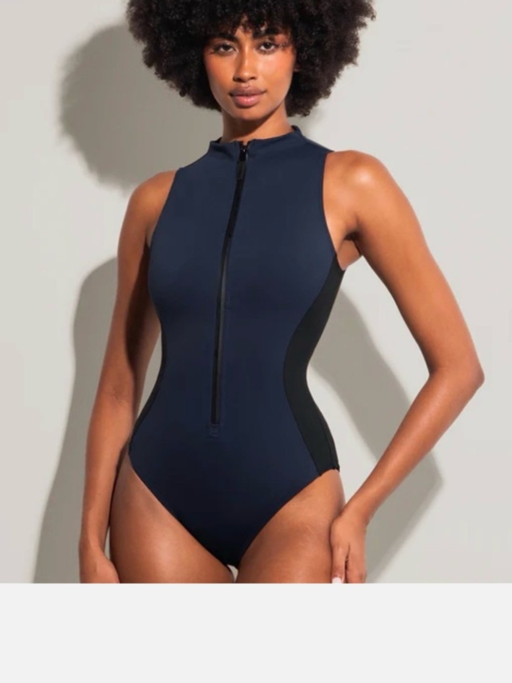 TA3 Sleeveless Surfy Zip Front Snatching Colorblock One Piece Sz Small NWT